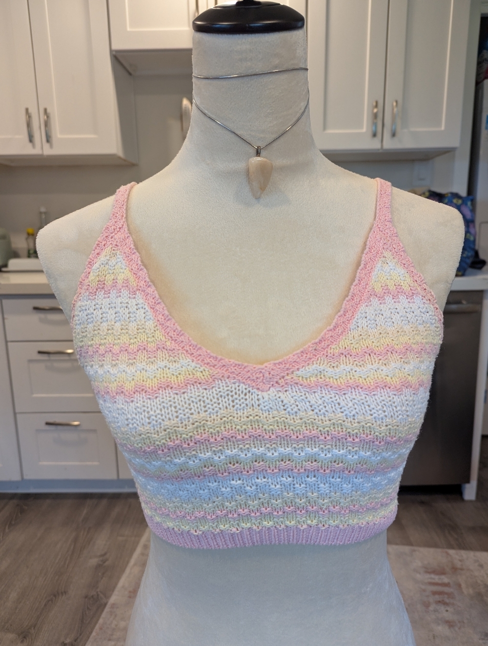 Pastel Pink & Yellow Knit Bralette